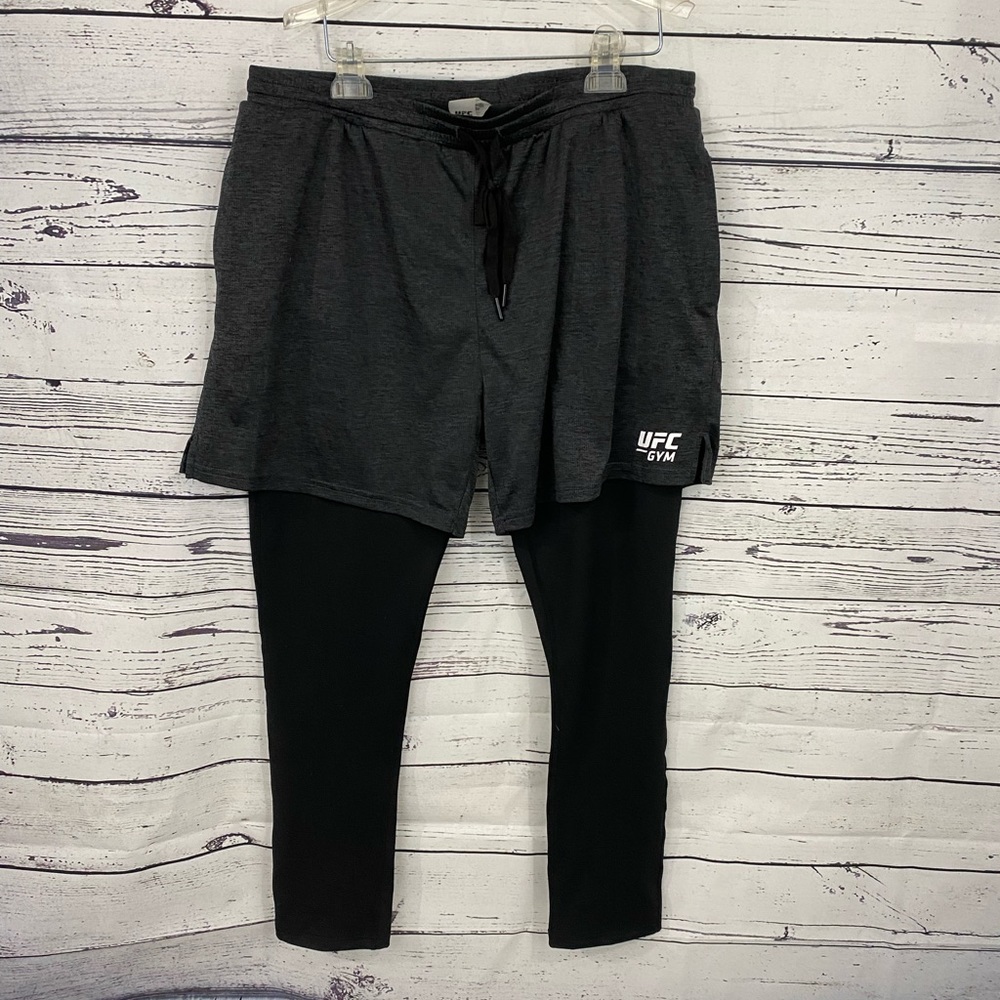 UFC Gym womens XL workout shorts with built in leggings tights drawstring pocket